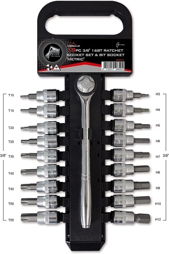 19pc 3/8" 168T Ratchet Socket Set & Blt Socket, Metric - Lot 147