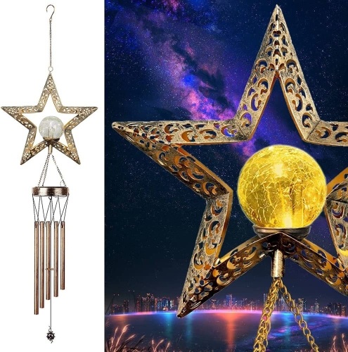 Star Wind Chimes, Solar LED Light - Lot 211