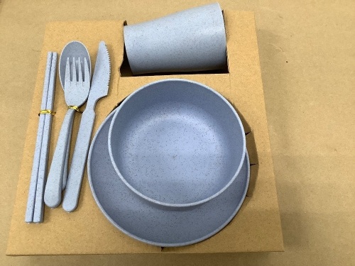 7pc Meal Set, Bowl, Plate, Cup, and Utensils - Lot 292