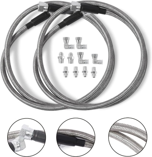 52" 6AN Transmission Cooler Hose Fitting, Stainless Steel Braided Lines - Lot 391