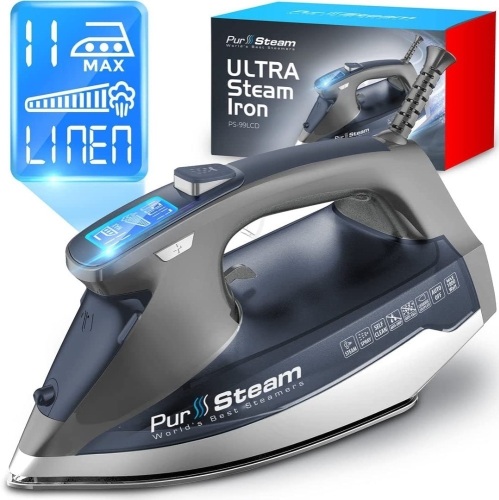 PurSteam 1800 Watt Steam Iron with Digital LCD Screen - Lot 149