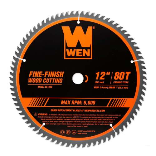 WEN BL1280 12-Inch 80-Tooth Fine-Finish Professional Woodworking Saw Blade for Miter Saws and Table Saws - Lot 98