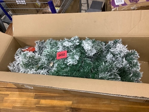 Pre-Lit Snow Flocked Artificial Pine Christmas Tree w/ Warm White Lights - Lot 8450