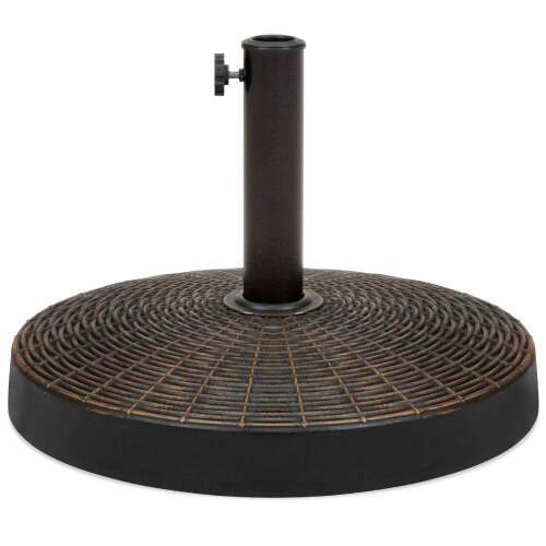 55lb Round Wicker Style Patio Umbrella Stand w/ Blackened Bronze Finish - Lot 8517