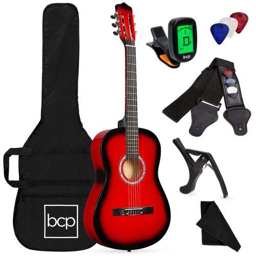 Beginner Acoustic Guitar Set w/ Case, Strap, Digital Tuner, Strings - Lot 8665