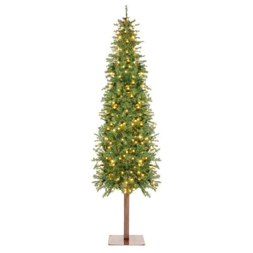 Pre-Lit Artificial Alpine Slim Pencil Christmas Tree w/ LED Lights, Stand - Lot 8716