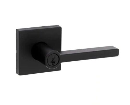 Lot of (2) Kwikset Halifax Square Matte Black Keyed Entry Door Handle Featuring SmartKey Security - Lot 222