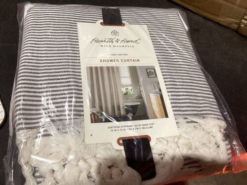 Case of (6) Hearth & Hand Magnolia Gray Stripe Shower Curtains - Lot 229