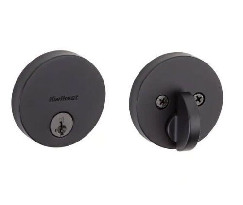 Kwikset Uptown Low Profile Matte Black Round Single Cylinder Contemporary Deadbolt with Smart Key Security - Lot 233