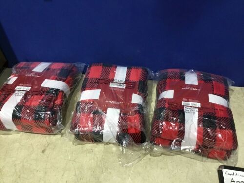 Case of (3) Plush Holiday Print Blankets - Lot 236