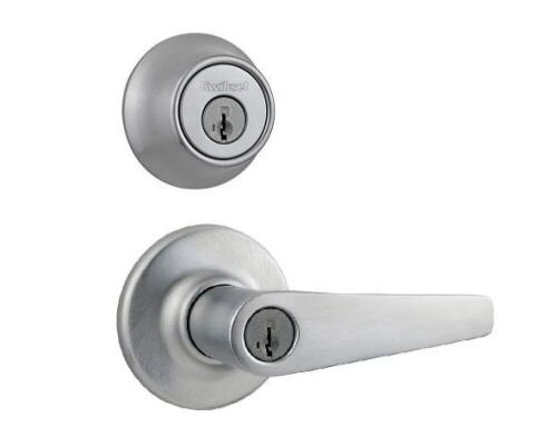 Kwikset Delta Satin Chrome Exterior Combo Pack Door Knob Featuring SmartKey Security - Lot 242