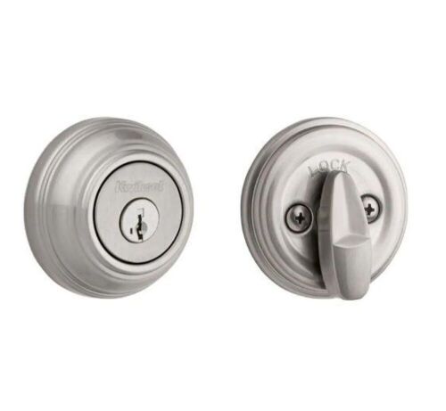 Kwikset Satin Nickel Single Cylinder Deadbolt featuring SmartKey Security with Microban Antimicrobial Technology - Lot 243