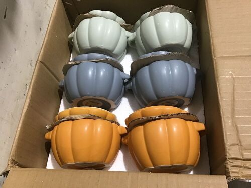 Case of (6) Pumpkin Soup Bowls w/ Lids  - Lot 628