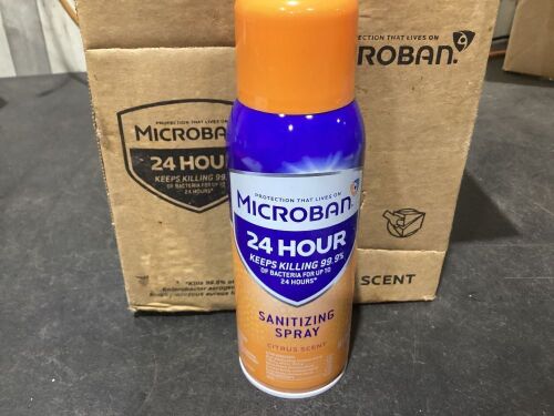 Case of (6) Microban 24 Hour Citrus Scent Disinfectant Sanitizing Spray - Lot 829