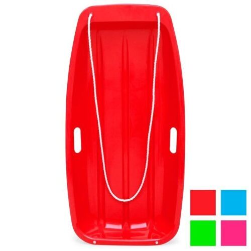 Kids Outdoor Plastic Toboggan Snow Sled Board w/ Pull Rope, Handles - 35in - Lot 1153