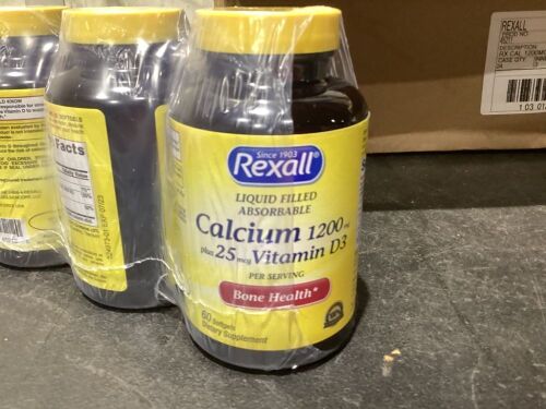 Case of (24) Rexall Calcium 1200mg Plus 25mcg Vitamin D3 Soft Gels, 60 ct - Lot 382