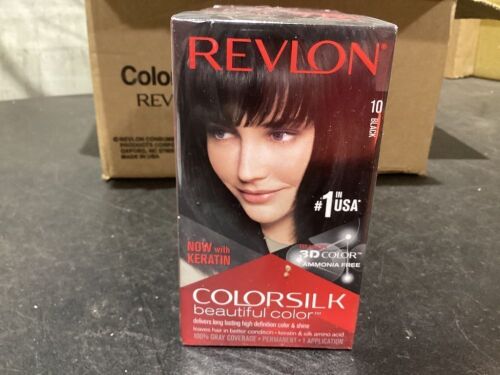 Case of (12) Revlon ColorSilk Beautiful Color Hair Dye, 10 Black  - Lot 688