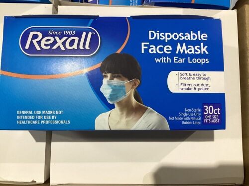 Case of Rexall Disposable Face Masks  - Lot 708
