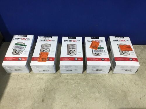 Lot of (5) Kwikset SmartCode Electronic Keypad Deadbolt with SmartKey Security - Lot 326