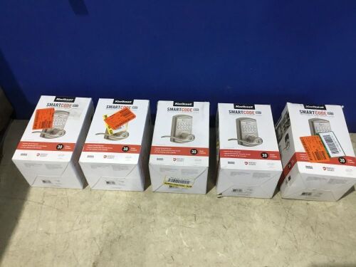 Lot of (5) Kwikset SmartCode Electronic Keypad Deadbolt with SmartKey Security - Lot 143
