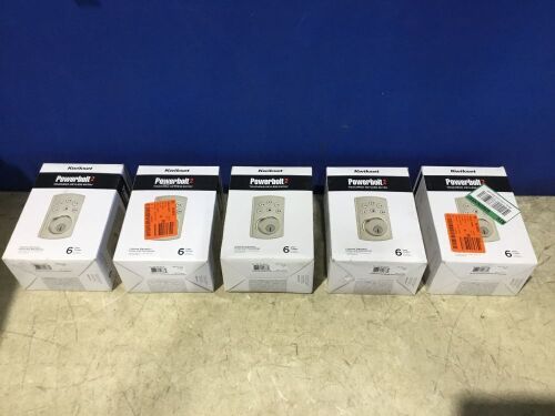 Lot of (5) Kwikset Powerbolt2 Touchpad Keyless Entry Deadbolt with SmartKey Security - Lot 336