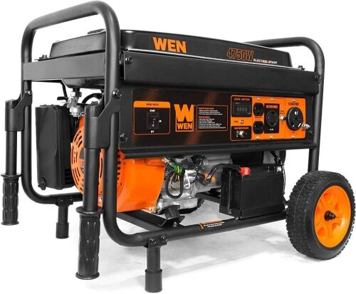 WEN 4750-Watt Portable Generator with Electric Start and Wheel Kit - Blemished, Never Had Gas In It  - Lot 47