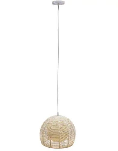 1-Light Biege Hand-Made Hemp Rope Woven Pendant Light with Adjustable Cord - Lot 840