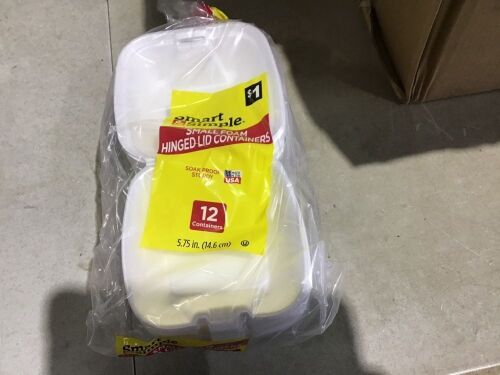 Case of (12) Small Foam Hinged Lid Containers, 12 ct  - Lot 1079