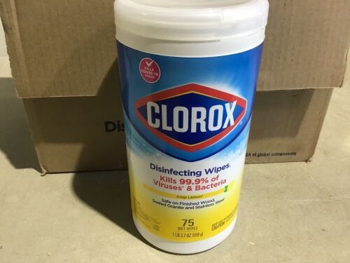Case of (6) Clorox Disinfecting Bleach Free Wipes, Crisp Lemon, 75 ct - Lot 745