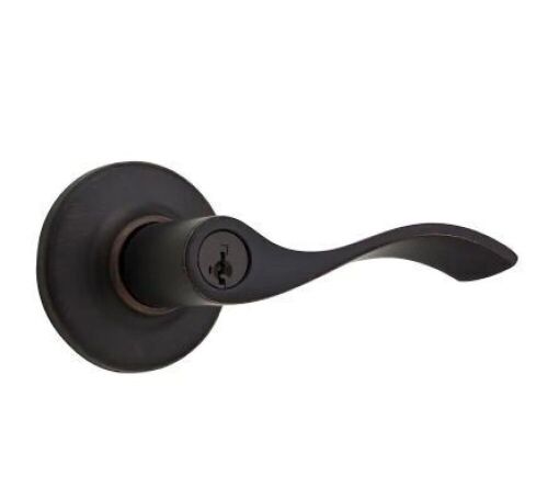 Kwikset Balboa Bronze Venetian Entry Door Handle Featuring SmartKey Security with Microban Antimicrobial Technology - Lot 350