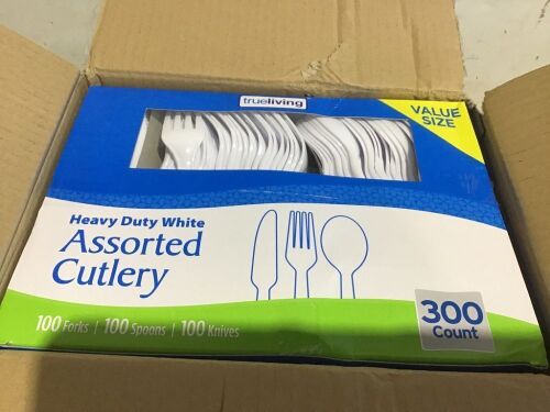 Case of (3) Heavy Duty White Assorted Plastic Cutlery, 300 ct - Lot 595