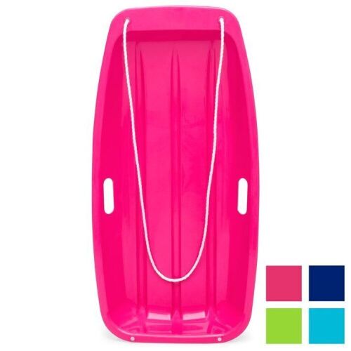 Kids Outdoor Plastic Toboggan Snow Sled Board w/ Pull Rope, Handles - 35in  - Lot 1014