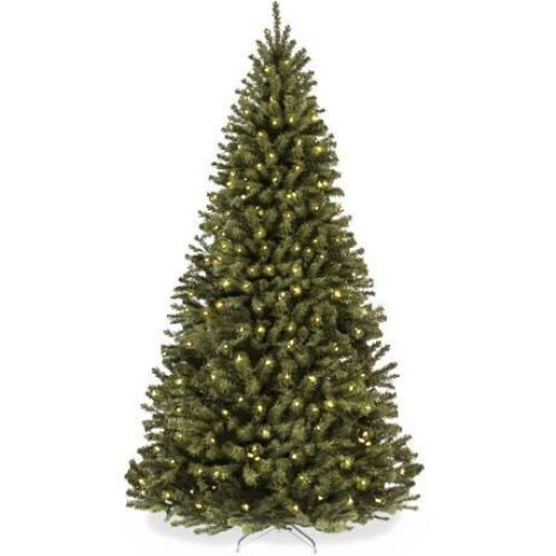9ft Pre-Lit Artificial Spruce Christmas Tree w/ Foldable Metal Base - Lot 687