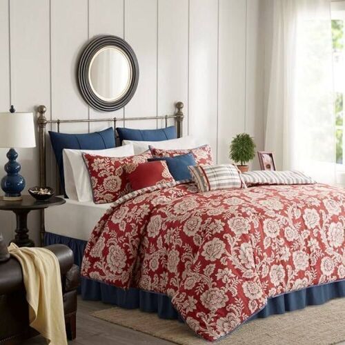 Madison Park Lucy Queen 9 Piece Cotton Twill Reversible Comforter Set - Lot 162