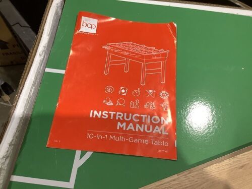 10-in-1 Combo Game Table Set w/ Pool, Foosball, Ping Pong, Chess - 2x4ft - Lot 1094