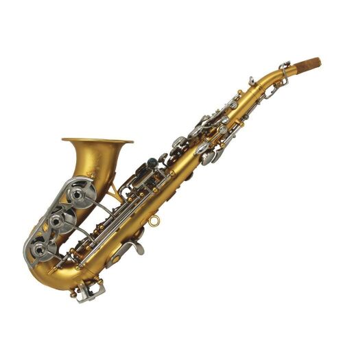Eastern Music Pro Use Satin gold Plated Curved Soprano Saxophone with Case - Lot 656