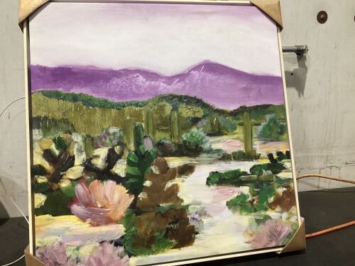 Origin 21 Framed 24-in H x 24-in W Floral Canvas Hand-Painted Print - Lot 710