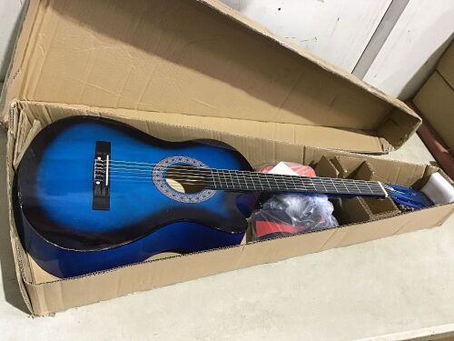 Beginner Acoustic Cutaway Guitar Set w/ Case, Strap, Capo - 38in  - Lot 1022