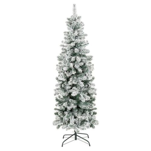 6' Snow Flocked Artificial Pencil Christmas Tree w/ Stand  - Lot 1190