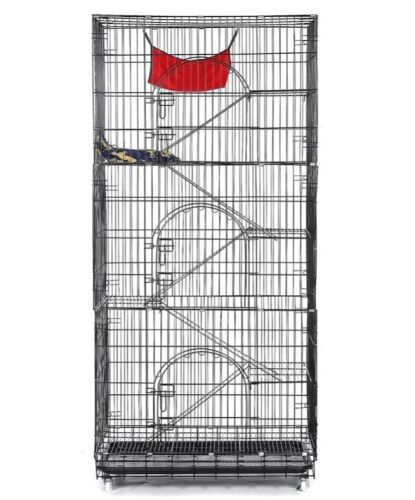 6-Tier Small Animal Enclosure with Ladders, Platforms, Beds, Latches, Tray, Hammock - Lot 381