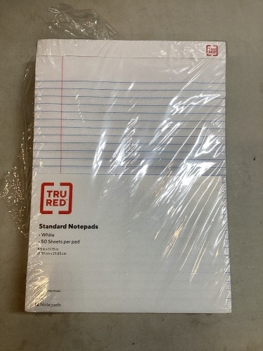 Set of 12 Tru Red Notepads, Wide Ruled, 8.5" x 11.75", 50 Sheets/Pad - Lot 114