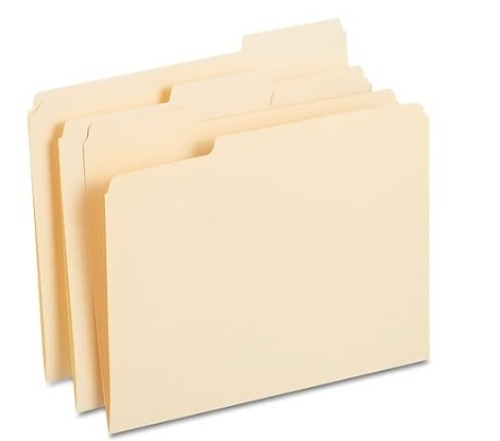 Staples Reinforced File Folders, 1/3 Cut, Letter Size, Manila, 250/Box - Lot 134