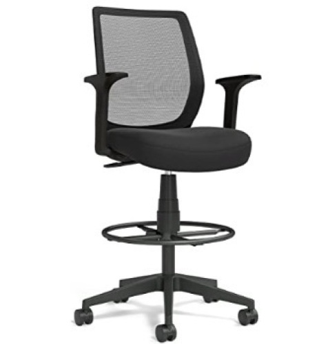 Essentials Mesh Back Fabric Drafting Stool, Black - Lot 119