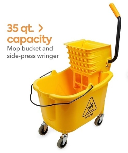 Coastwide Professional™ Bucket & Side-Press Wringer, 35 Qt., Yellow/Black, Damaged on Top - Lot 219