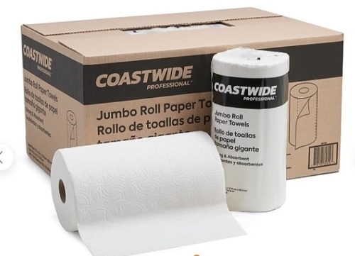 Coastwide Professional Jumbo Paper Towel, 2-Ply, White, 250 Sheets/Roll, 12 Rolls/Carton - Lot 244