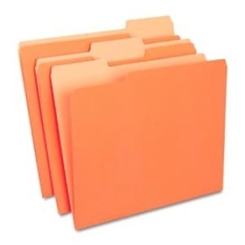 Staples File Folder, 1/3 Cut, Letter Size, Orange, 100/Box - Lot 472