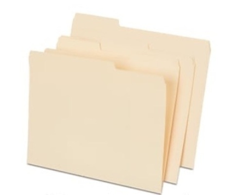 Staples File Folder, 1/3 Cut Tab, Letter Size, Manila, 100/Box - Lot 399