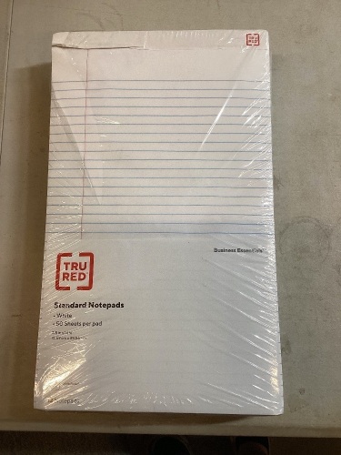 12 Pack Tru Red Standard 8.5" x 14" White Notepads, 50 Sheets/Pad - Lot 388