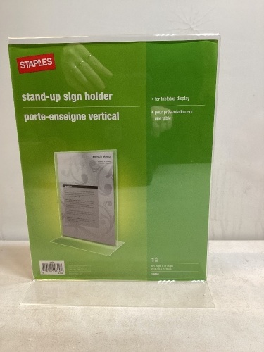 12 Pack Staples Stand-Up Sign Holder, 8 1/2" x 11" - Lot 393