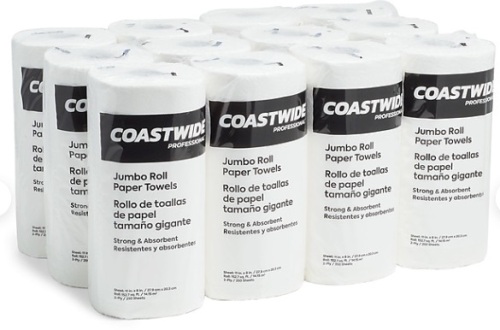 Coastwide Professional Jumbo Kitchen Rolls Paper Towel, 2-Ply, White, 250 Sheets/Roll, 12 Rolls/Carton - Lot 442